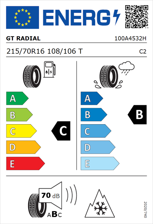 Tyre Label for GT Radial Maxmiler Pro 215/70R16 108/106T