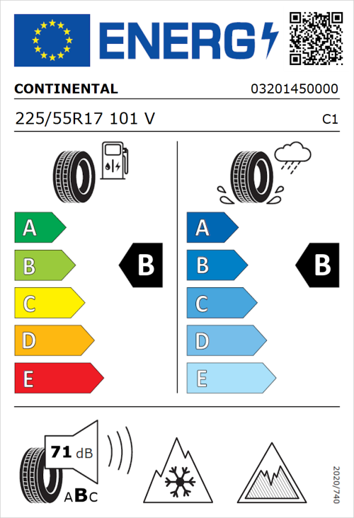 Tyre Label for Continental AllSeasonContact 2 225/55R17 101V
